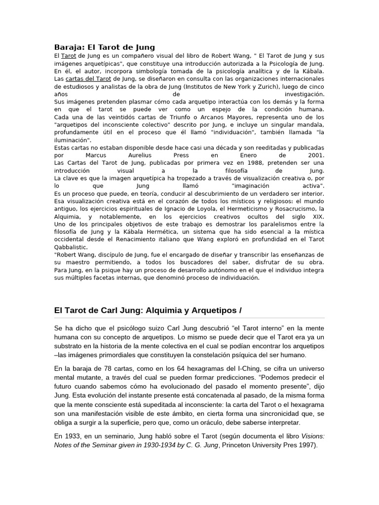 Tarot de Jung: Arquetipos y Alquimia | PDF | Carl Jung | Tarot