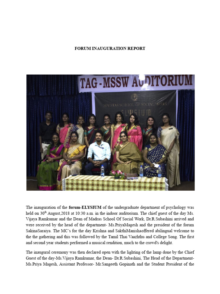 Forum Inauguration Report | PDF | Presidencies