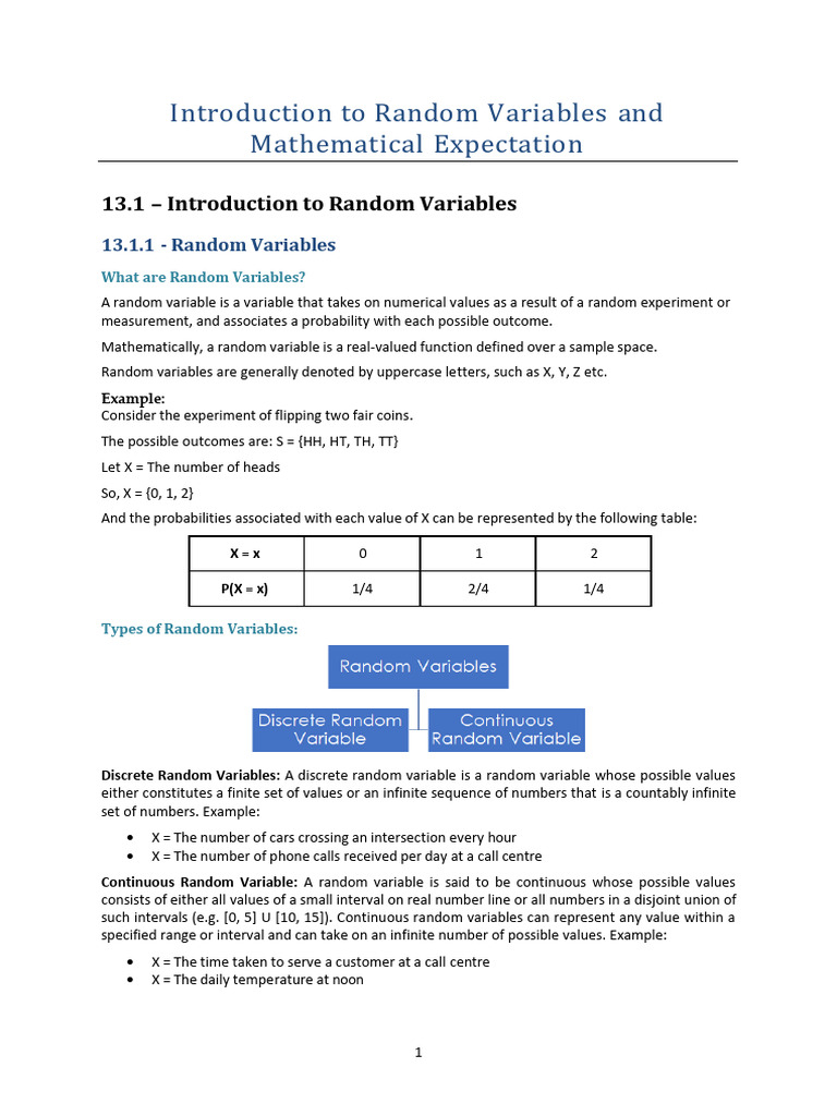 Understanding Random Variables and Expectation | PDF | Random Variable ...