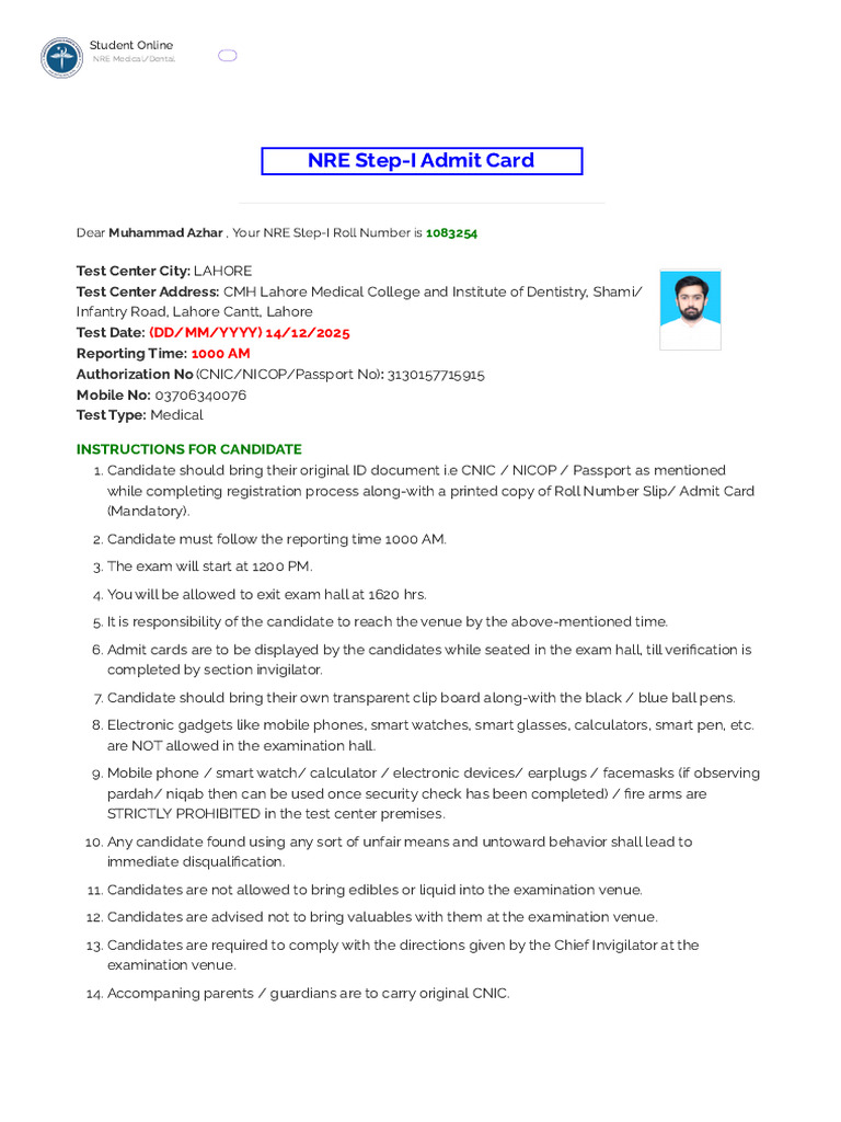 NRE Step-I Exam Details for Candidates | PDF