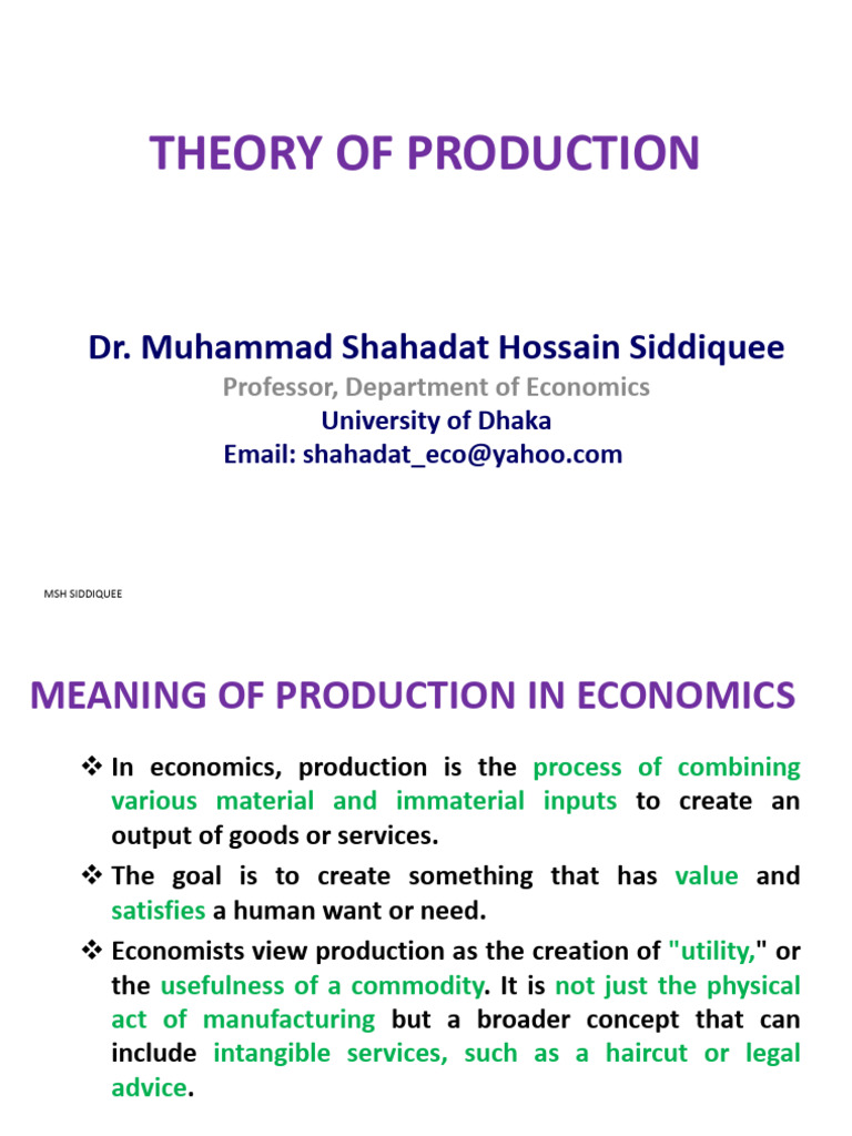 Understanding Economic Production Theory | PDF | Production Function ...