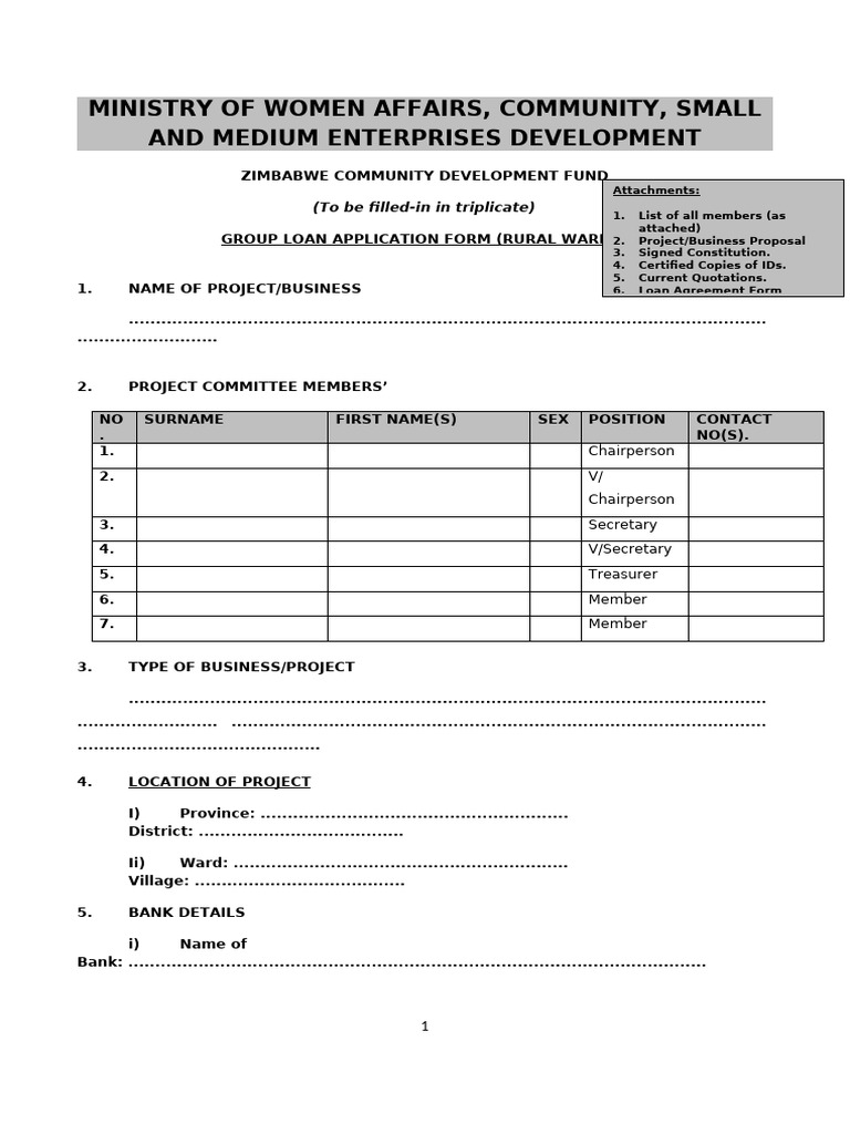 Edited ZCDF Loan Application Form For Rural Wards | PDF | Chess Theory ...