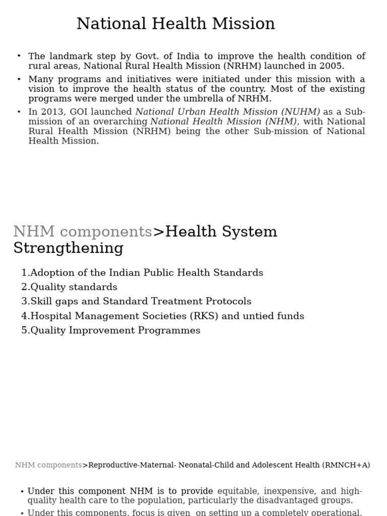 Overview of India's National Health Mission | PDF | Public Services ...