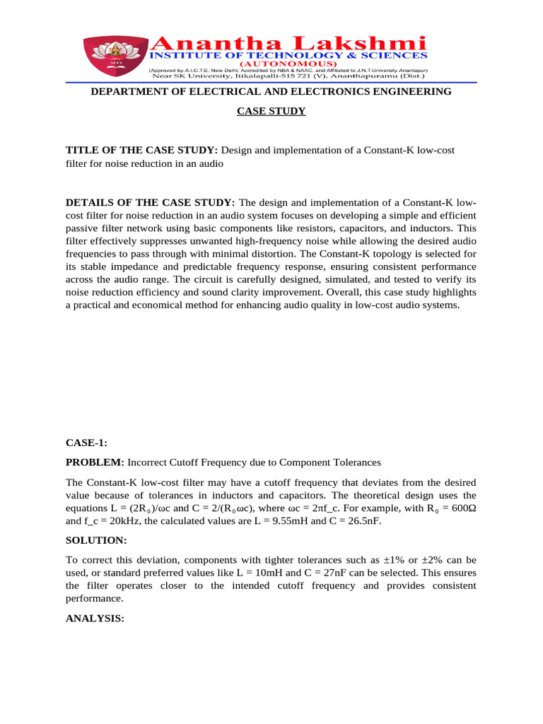 Case Study Circuits | PDF | Electronic Filter | Electrical Engineering