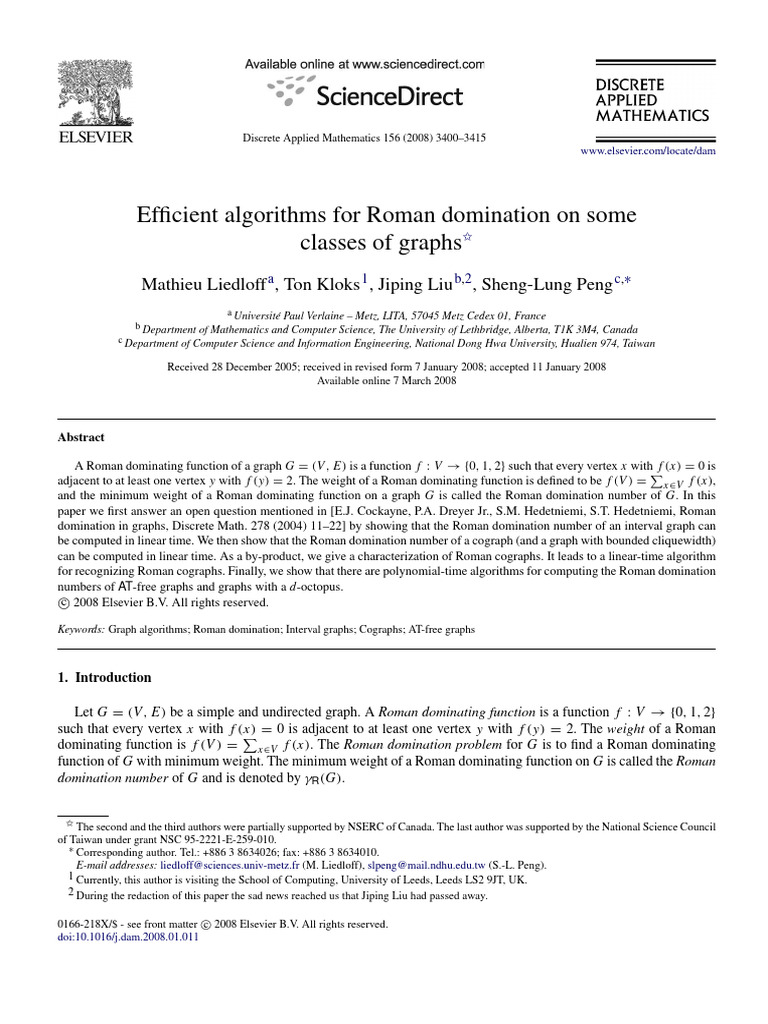 Linear-Time Roman Domination Algorithms | PDF | Time Complexity ...
