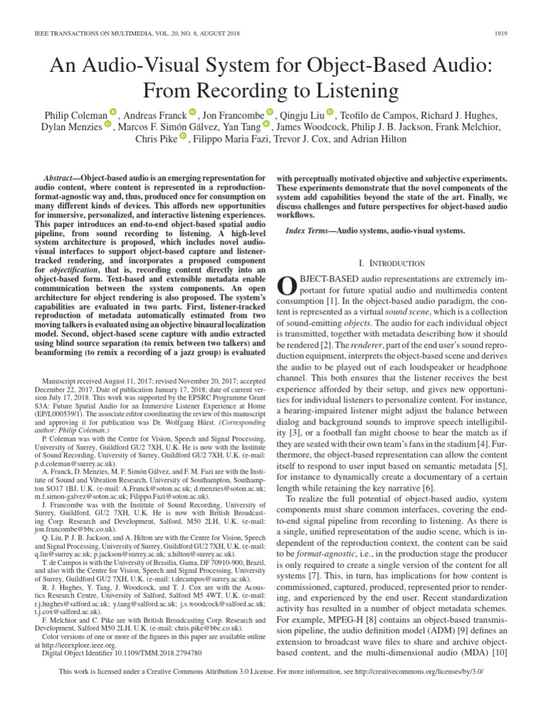 Object-Based Audio System Overview | PDF | Metadata | Sound