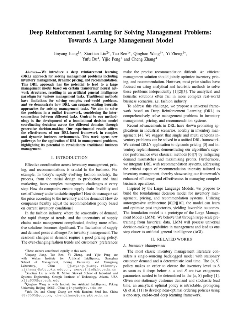 DRL for Advanced Management Solutions | PDF | Demand | Inventory