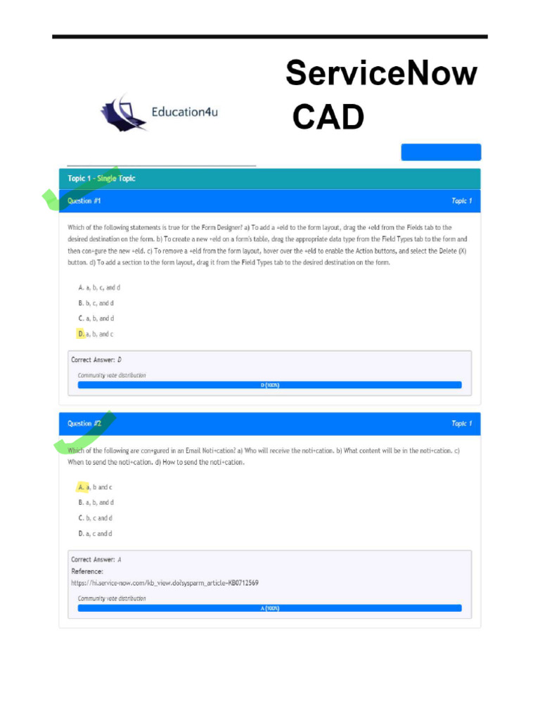CAD ServiceNow Questions | PDF