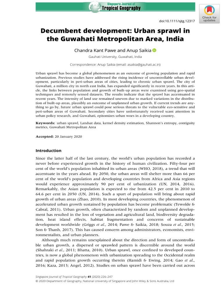 Urban Sprawl in Guwahati, India | PDF | Urban Sprawl | Geographic ...