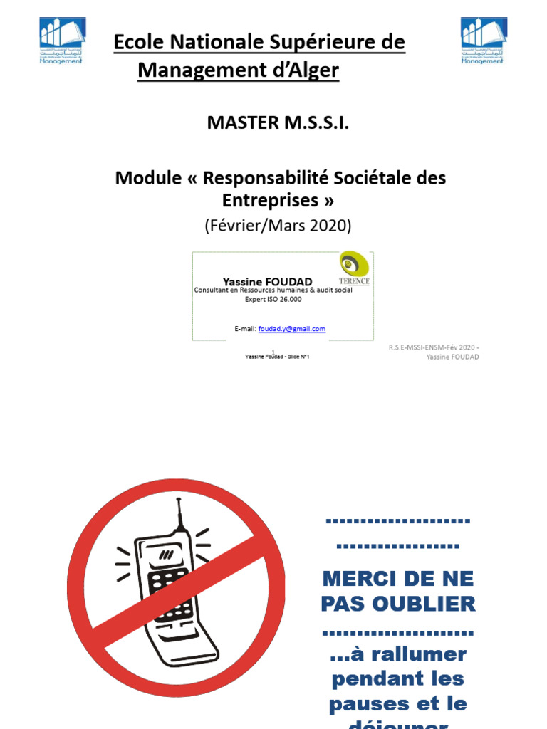 Formation RSE à l'ENSM d'Alger | PDF | Responsabilité sociétale des ...