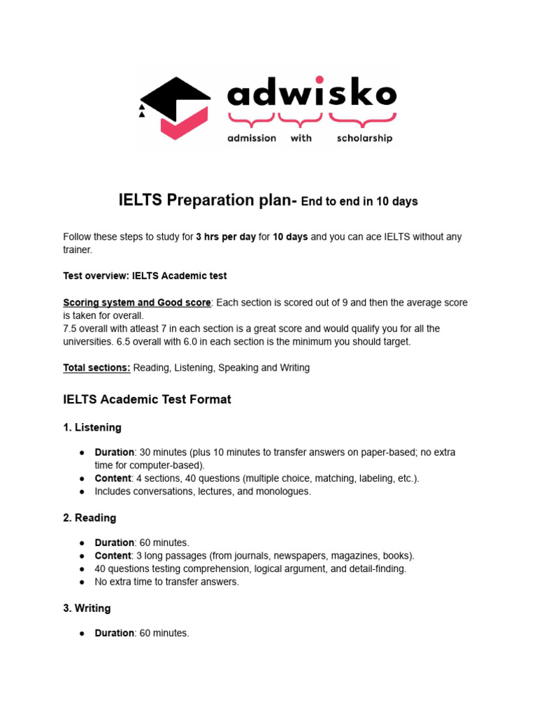 10-Day IELTS Preparation Guide | PDF | International English Language ...