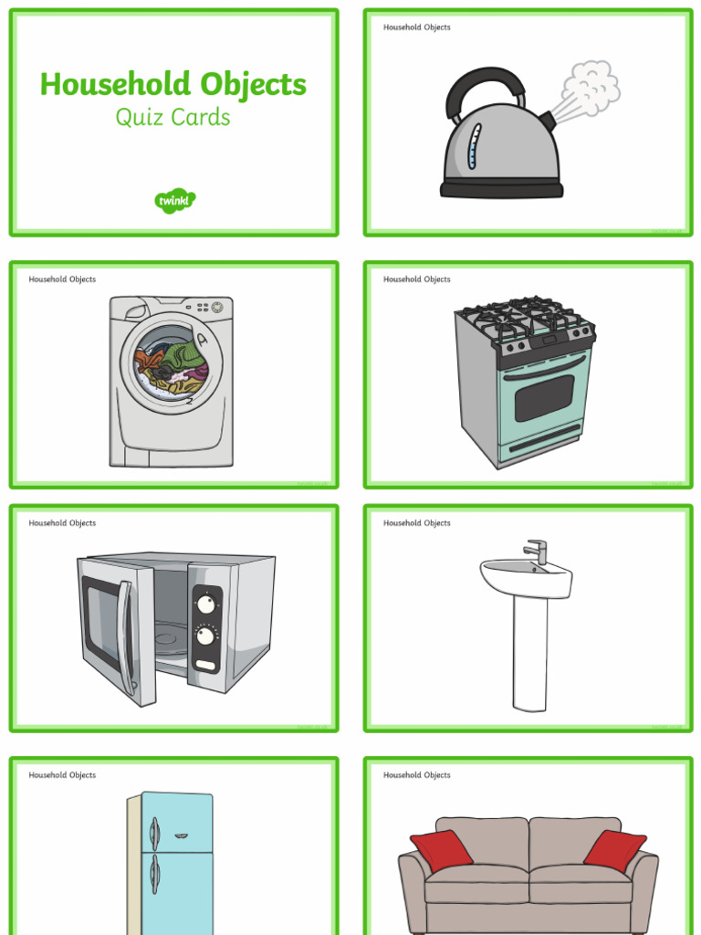 T e 623 Household Objects Quiz Cards | PDF
