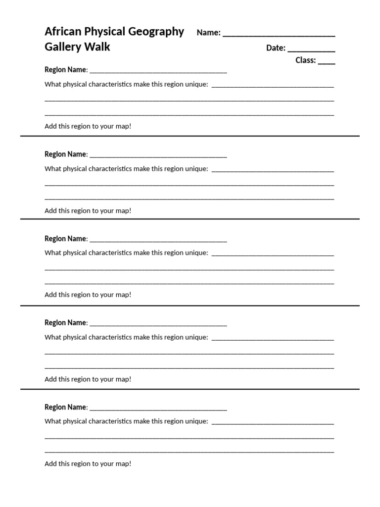 African Physical Geography Gallery Walk | PDF | Social Psychology ...