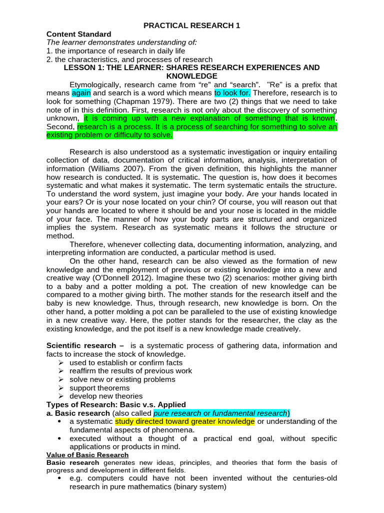 Understanding Research Fundamentals | PDF | Knowledge | Basic Research