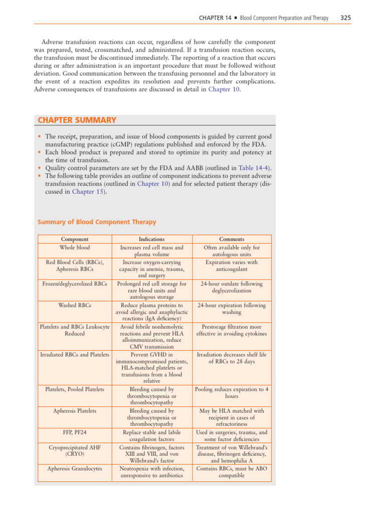 Blood Component Preparation & Therapy Guide | PDF | Platelet | Blood ...
