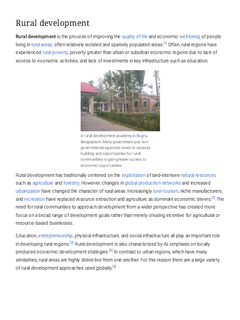 Rural Development - Wikipedia | PDF | Rural Poverty | Rural Development