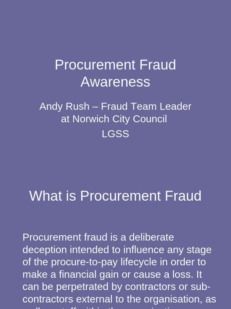 Understanding Procurement Fraud Risks | PDF | Fraud | Procurement