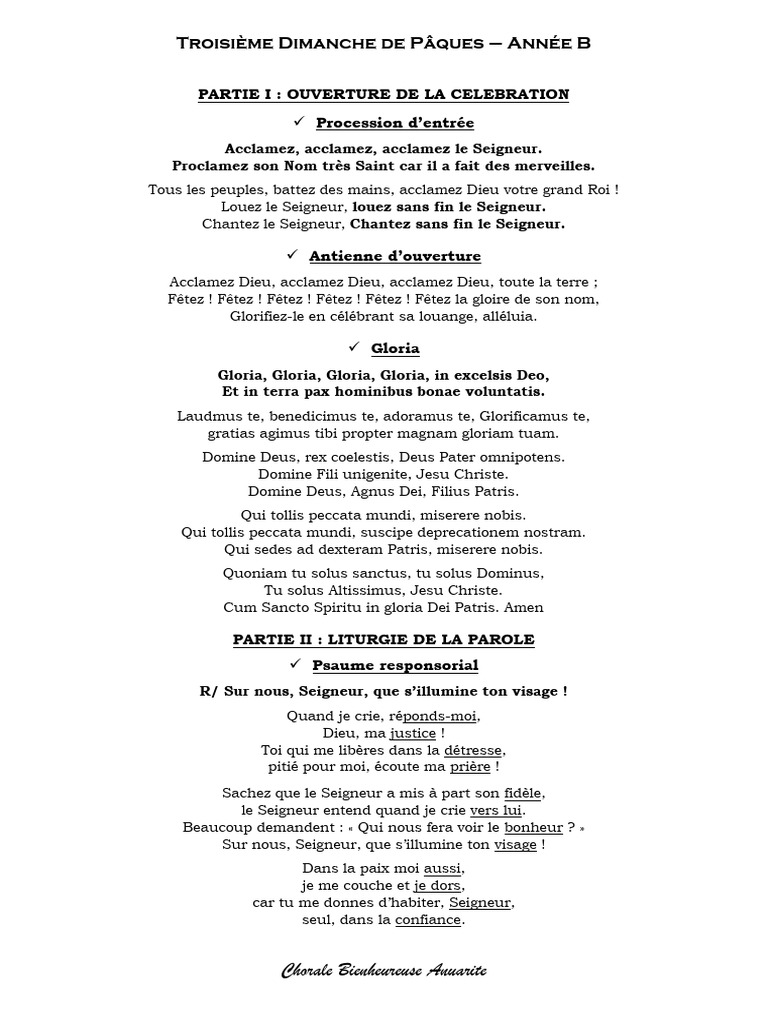 Célébration du Troisième Dimanche de Pâques | PDF | Liturgie et culte ...