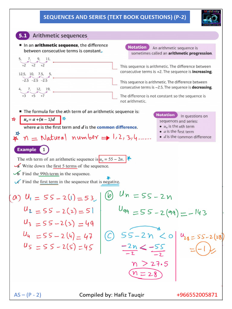 Sequences and Series Textbook Q&A | PDF