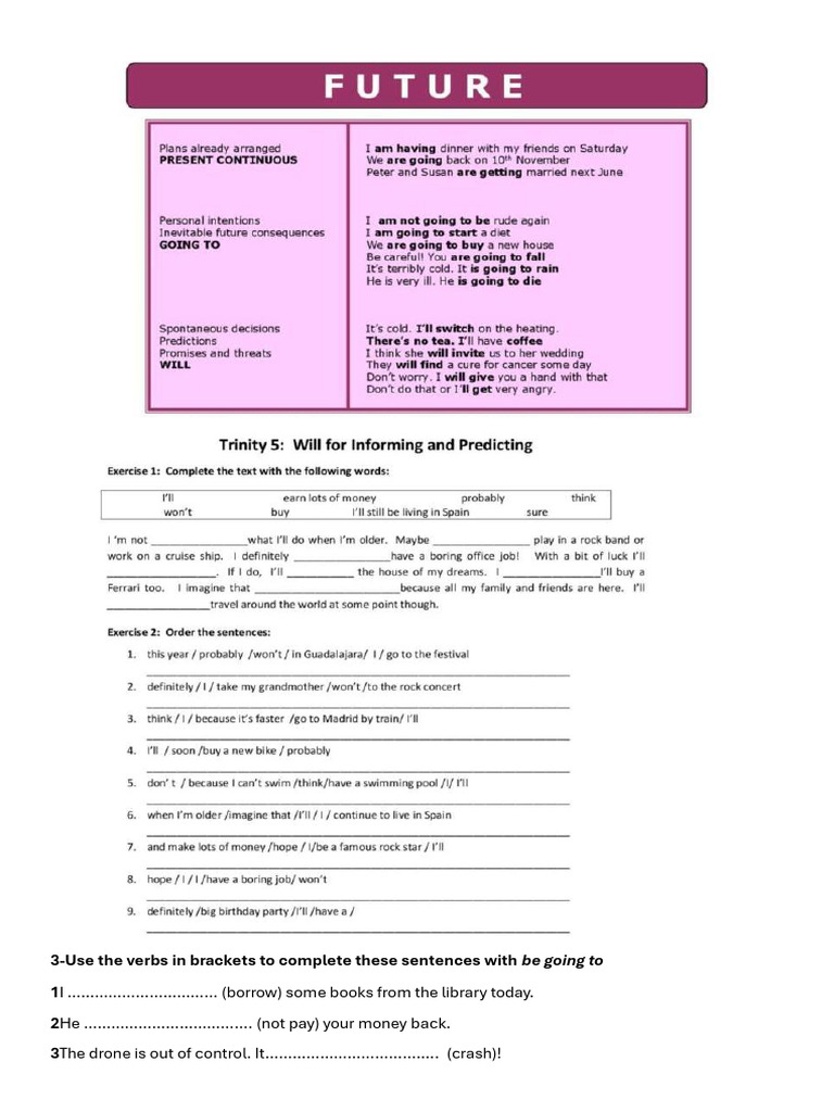 Future Tense Grammar Exercises | PDF