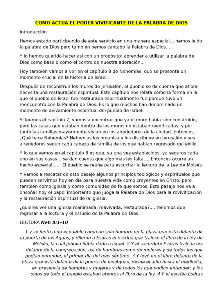 El Poder Vivificante de La Palabra de Dios | PDF | Ezra | Sacerdote