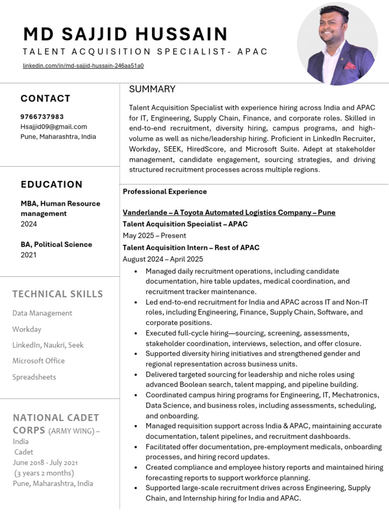 Talent Acquisition Specialist Profile | PDF | Recruitment | Business