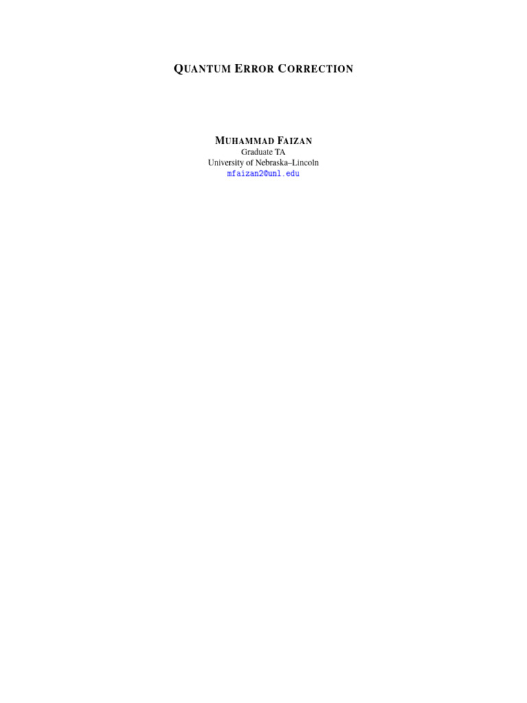 Quantum Error Correction Fundamentals | PDF | Quantum Computing ...