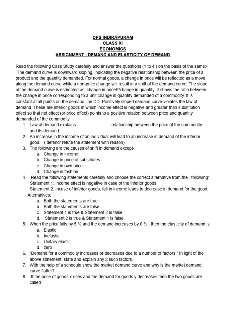 Demand and Elasticity Case Study | PDF | Demand | Demand Curve