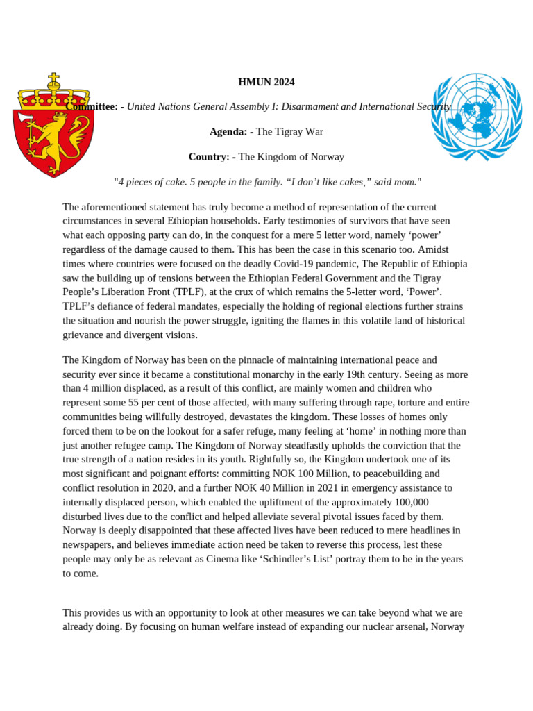 Norway Position Paper HMUN | PDF | Violence Against Women | Violence
