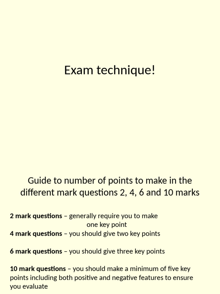 Exam Techniques for Marked Questions | PDF | Cognitive Development ...