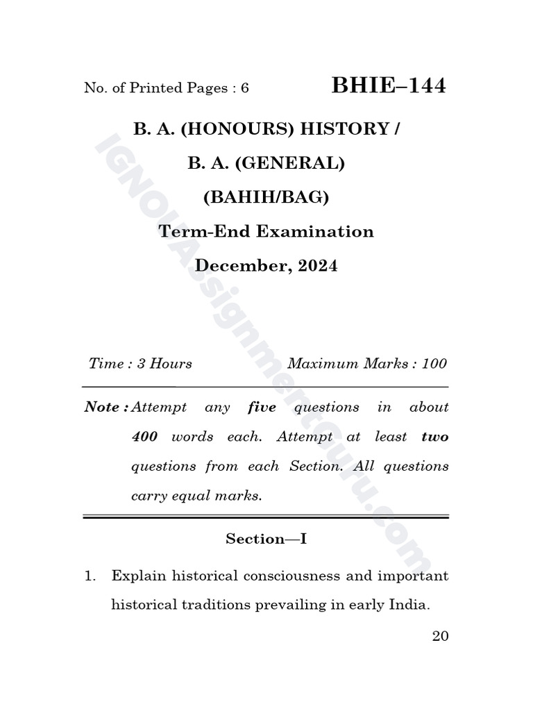 30. Dec 2024 BHIE-144 IGNOUAssignmentGuru.com | PDF | Liberal Arts ...
