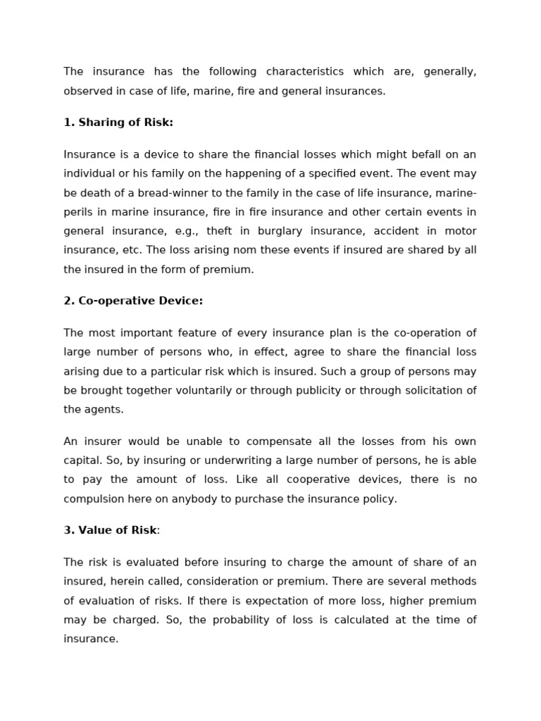 Key Characteristics of Insurance | PDF | Insurance | Life Insurance