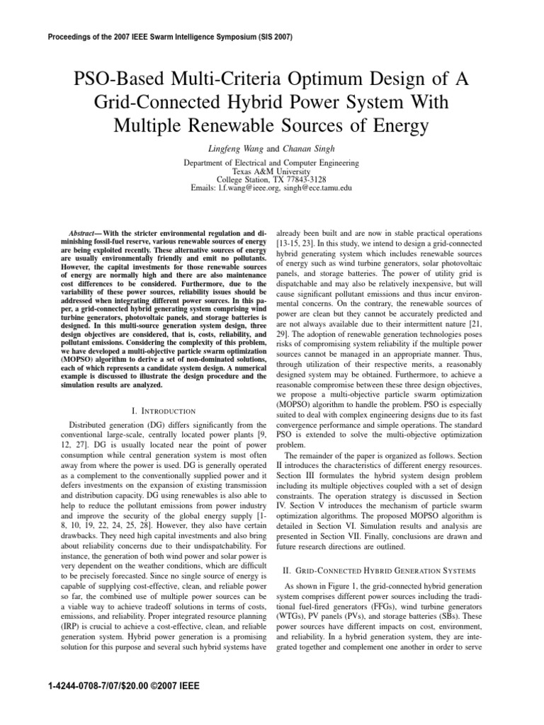 PSO for Hybrid Power System Design | PDF | Photovoltaics | Photovoltaic ...