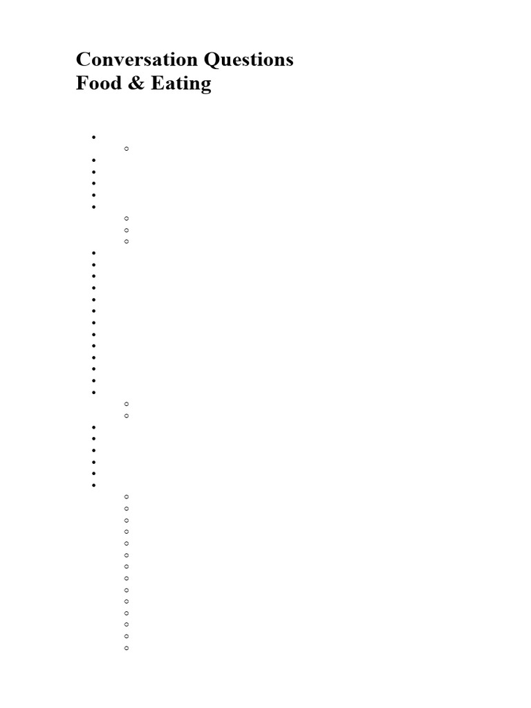 Food and Eating Conversation Questions | PDF | Lunch | Meal