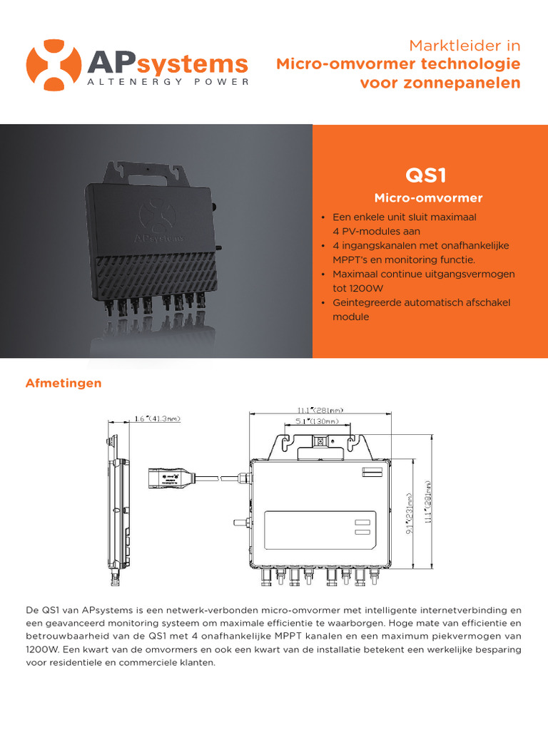Apsystems Microinverter qs1 Datasheet | PDF