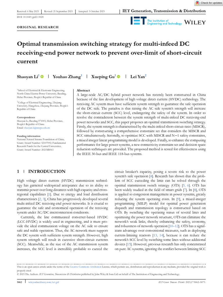 IET Generation Trans Dist - 2023 - Li - Optimal Transmission Switching ...