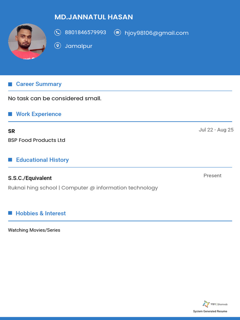 Uploaded Cv Md.jannatul Hasan-1 | PDF