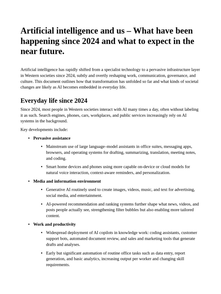 AI's Impact on Society Since 2024 | PDF | Artificial Intelligence ...