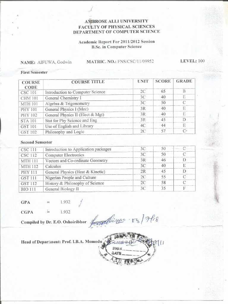 Aifuwa Godwin Transcript | PDF