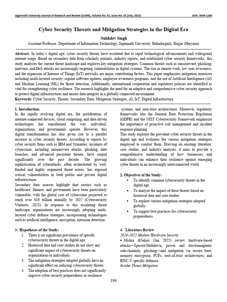 Cyber Security Threats & Mitigation Strategies | PDF | Security ...