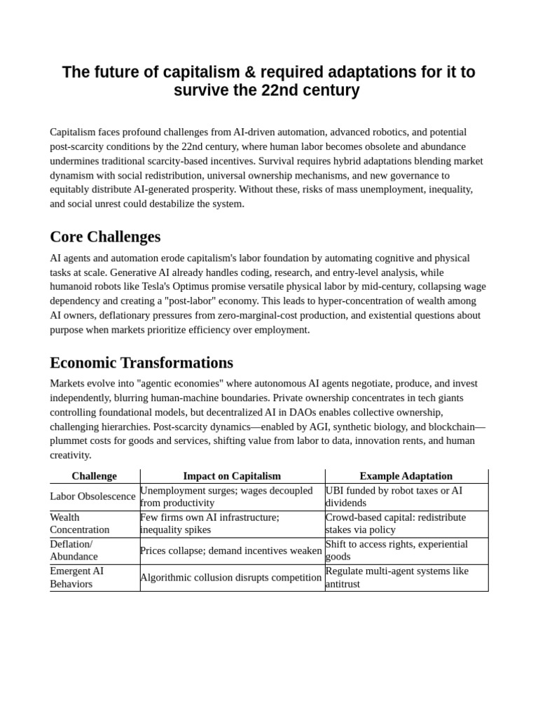The future of capitalism & required adaptations for it to survive the ...