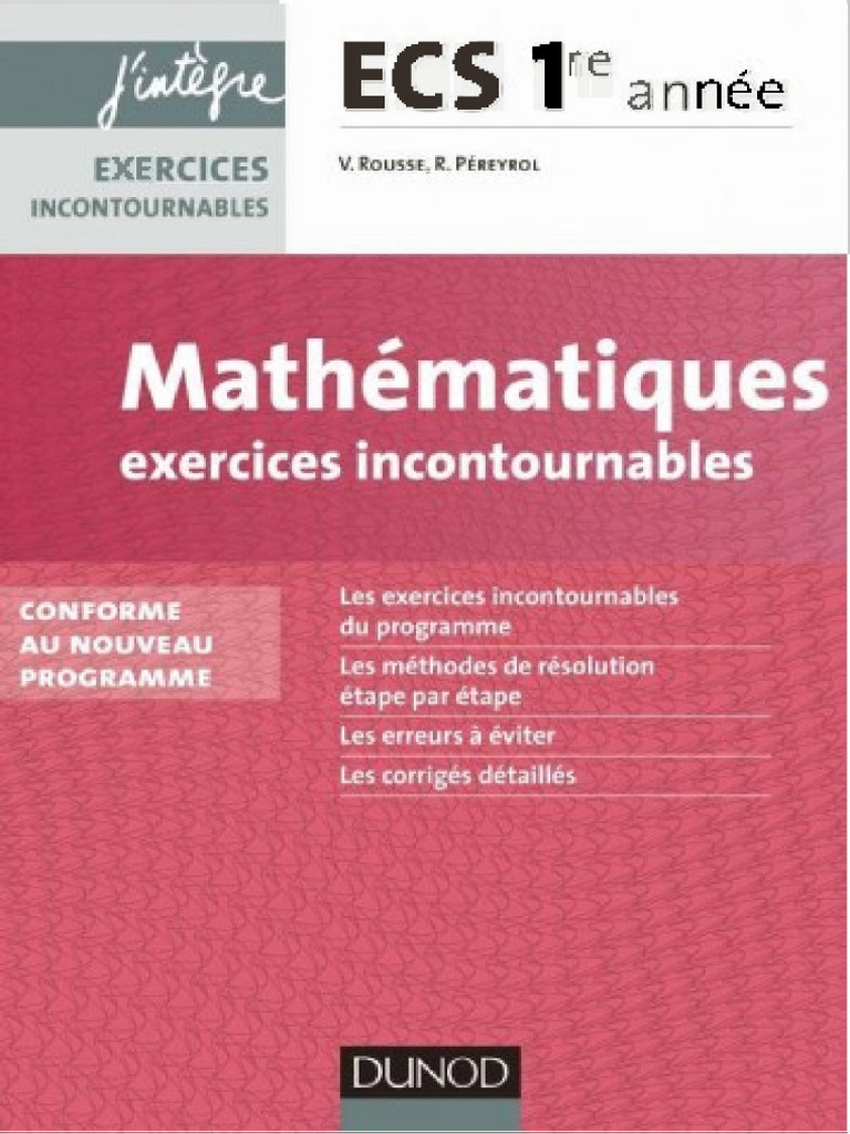 Mathematiques Exercices Incontournables ECS 1re Annee | PDF