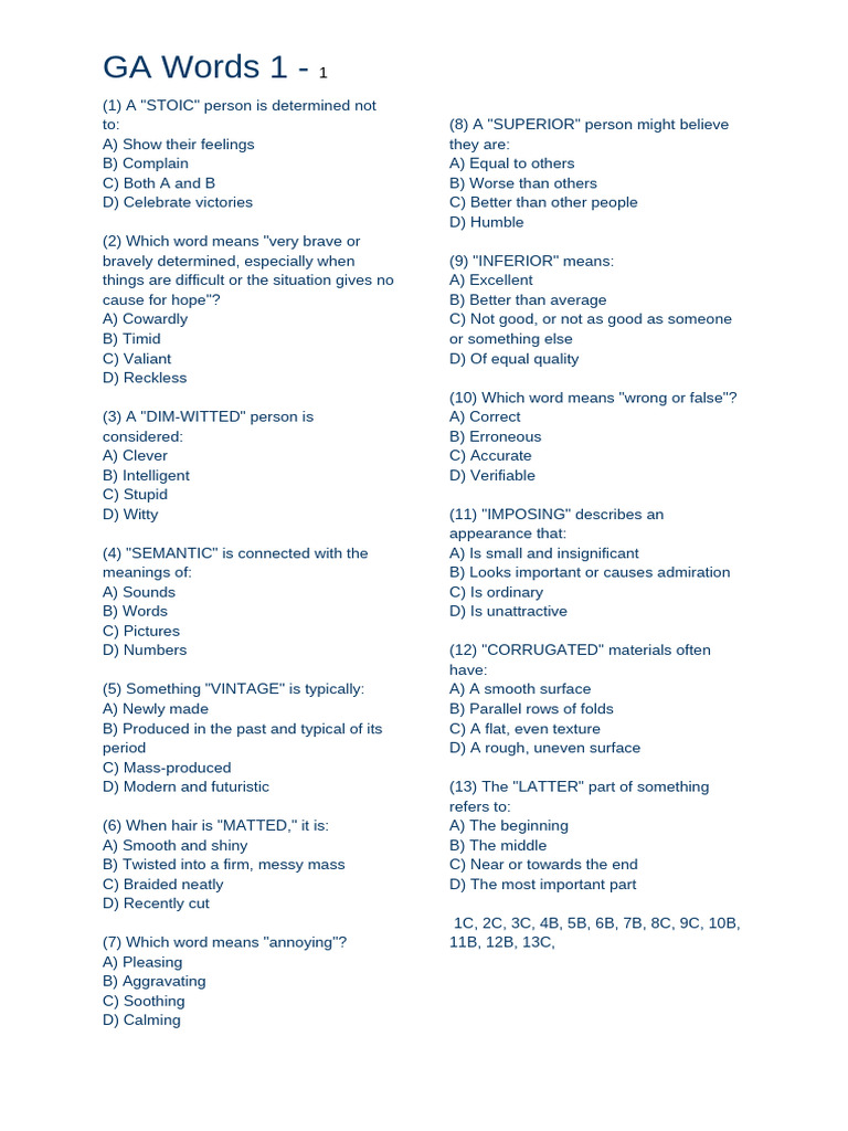GA words 1 | PDF | Linguistics