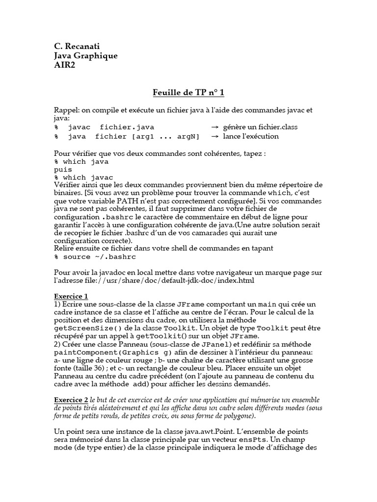 TP Java Graphique : Création d'Applications | PDF | Java (Langage de ...