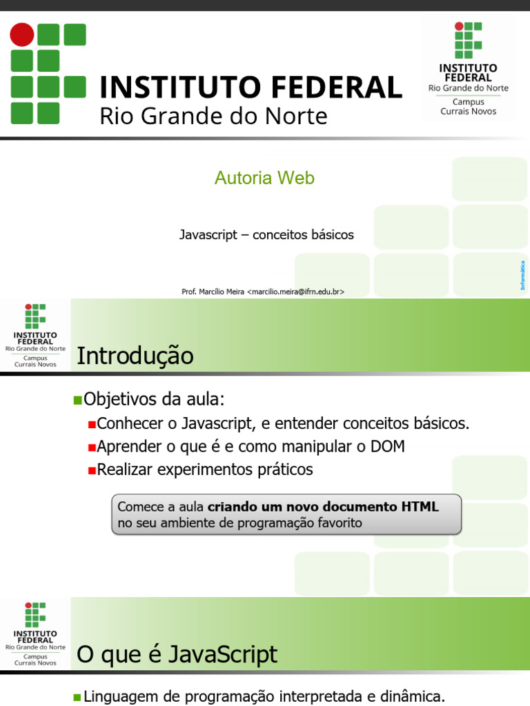 Introdução ao JavaScript e DOM | PDF | Modelo de Documento por Objetos ...