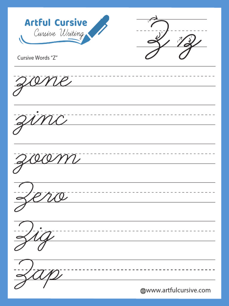 Cursive Words Starting with Z | PDF
