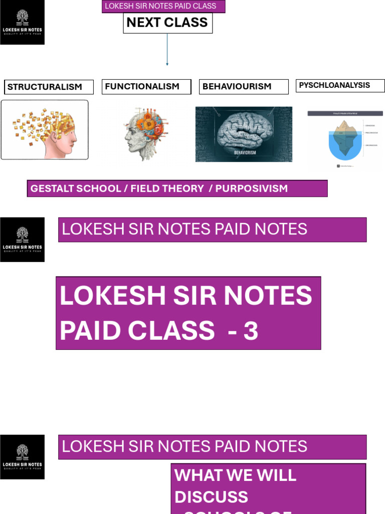 Next Class: Gestalt School / Field Theory / Purposivism | PDF