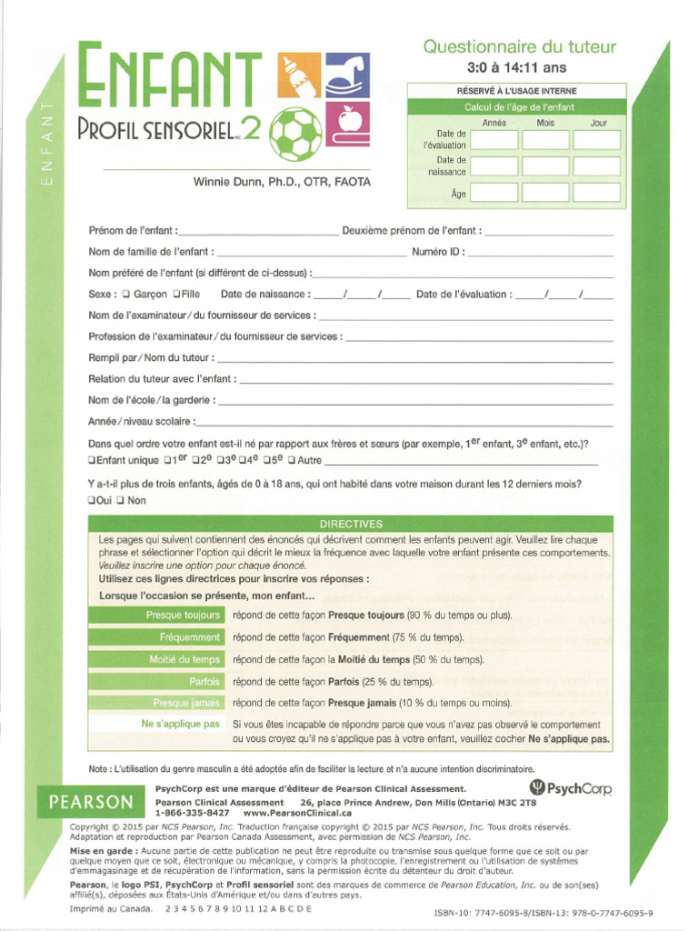 Profil Sensoriel Tuteur (3-14ans) | PDF