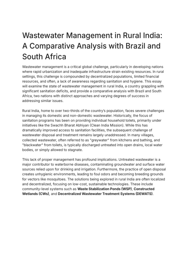Wastewater Management in Rural India | PDF | Sanitation | Hygiene