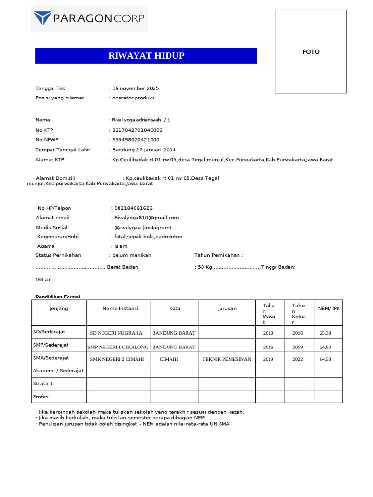 CV Template Paragon Vers 2. | PDF